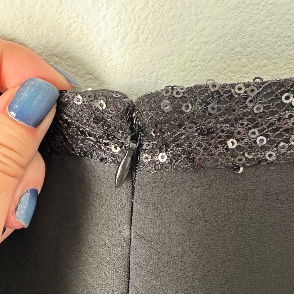 Chaps Black Dress Size 6 Layered Sequins Tiered Special Occasion Wedding Tank - Picture 10 of 11